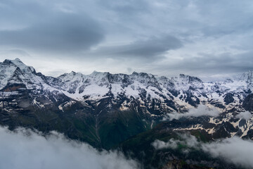 Obraz na płótnie Canvas Views from the Birg (2,684 m) in the Bernese Alps, overlooking the Lauterbrunnen valley.Switzerland.