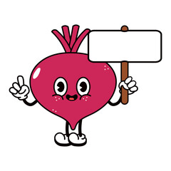 Cute funny beet with an inscription character. Vector hand drawn traditional cartoon vintage, retro, kawaii character illustration. Isolated white background. Beet character
