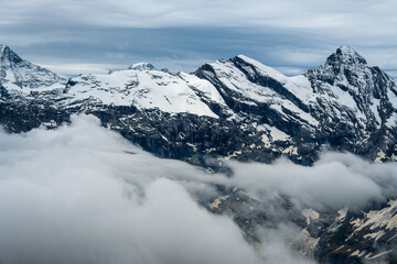 Fototapeta na wymiar Views from the Birg (2,684 m) in the Bernese Alps, overlooking the Lauterbrunnen valley.Switzerland.