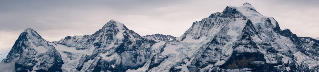 Views from the Birg (2,684 m) in the Bernese Alps, overlooking the Lauterbrunnen valley.Switzerland.