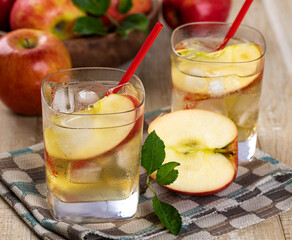 Cold glass of apple juice