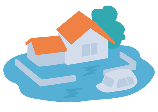 recommend clip art: 浸水した家のイラスト