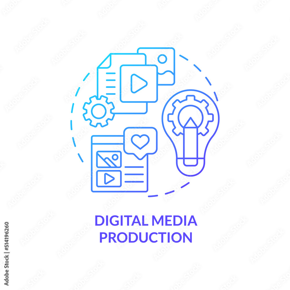 Poster digital media production blue gradient concept icon. interesting skill to learn abstract idea thin l