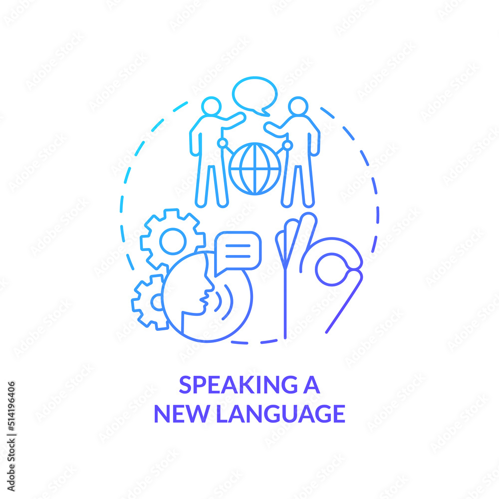 Poster speaking new language blue gradient concept icon. personal development abstract idea thin line illus