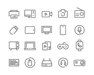 Devices Icons - Vector Line. Editable Stroke. 
