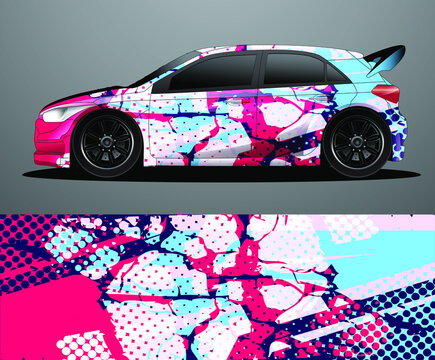 Rally car decal graphic wrap vector, abstract background