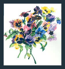 Flowers watercolor illustration.Manual composition.Big Set watercolor elements，Design for textile, wallpapers，Element for design,Greeting card