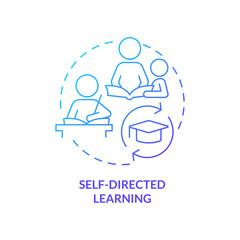 Self-directed learning blue gradient concept icon. Child development basic abstract idea thin line illustration. Intrinsic motivation. Isolated outline drawing. Myriad Pro-Bold font used