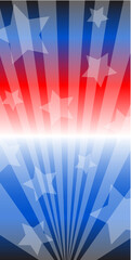 Red White and Blue Background Colors with Stars and Rays