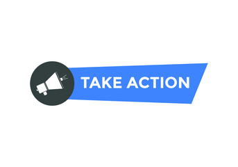 Take Action text social media banner promotion. Take Action label colorful