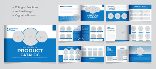 Fototapeta na wymiar 12 Page Multipurpose product catalog, company brochure with print ready