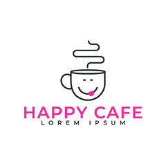 happy cafe logo design template