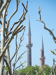 Minarets of mosque Hagia Sophia in Istanbul