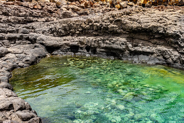 
Green crystal clear water on the island of Sal