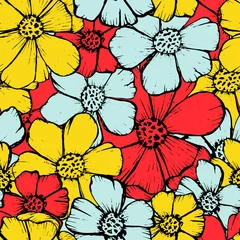 Foto op Canvas Pattern Colorful flower with outline and color for print, design, decor, textile © Irina