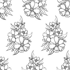 Pattern flower outline for print, design, decor, textile