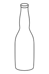 Beer bottle. Glass container with a drink. Sketch. Vector illustration. Container with soda. Outline on isolated background. Doodle style. Idea for web design.