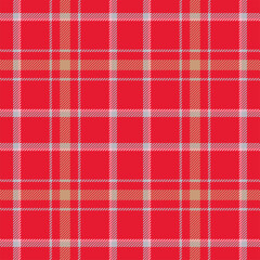 Plaid seamless pattern in red. Check fabric texture. Vector textile print.