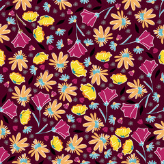 Seamless pattern leaves watercolor illustration. vector design for fashion, fabric, wallpaper and all prints on background earth tone color.