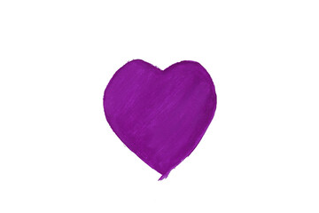 Purple-Violet watercolor brush look like an heart on whtie background,Pink,Red heart concept