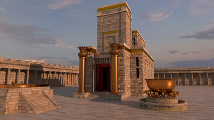 3D illustratie van de tempel van Salomo