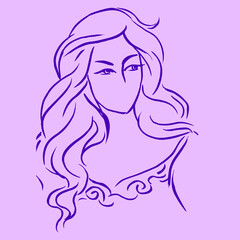 girl with long hair art vector for card illustration decoration background