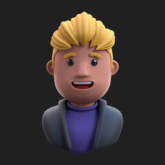 3d rendering - cartoon boy avatar illustration 