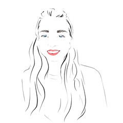Portrait of a girl, lady, women. Sketch Illustration for coloring  
