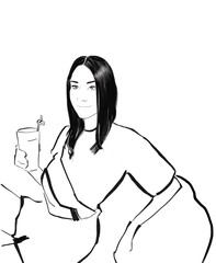 Portrait of a girl, lady, women. Sketch Illustration for coloring  
