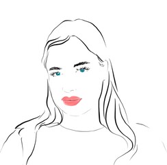 Portrait of a girl, lady, women. Sketch Illustration for coloring  

