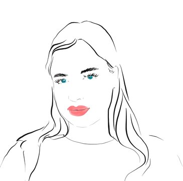 Portrait of a girl, lady, women. Sketch Illustration for coloring  
