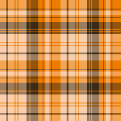 Seamless pattern in lovely orange and dark brown colors for plaid, fabric, textile, clothes, tablecloth and other things. Vector image.