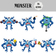 Fototapeta premium Funny Monster Cartoon In Different Platform.