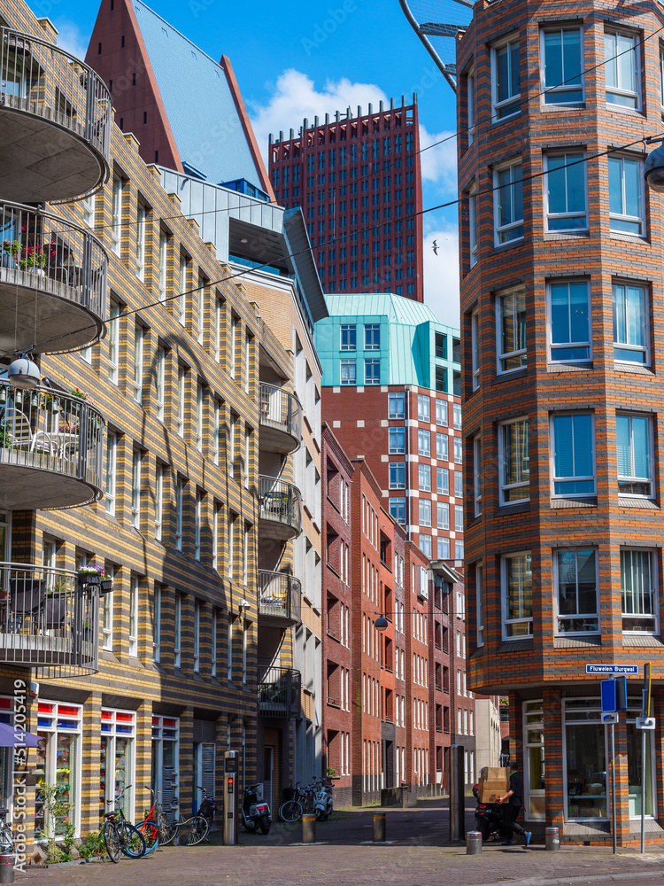 Poster downtown of rotterdam in holland