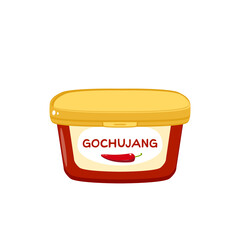 Package of traditional korean gochujang sauce. Vector illustration cartoon icon isolated on white background.
