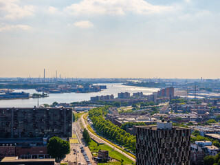 View of Rotterdam city in Holland