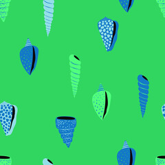 Summer seamless pattern with seashells
