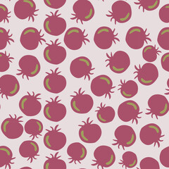 Pomegranate summer seamless pattern in doodle style