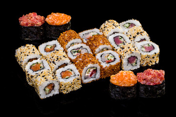 Sushi with salmon, tuna, eel
