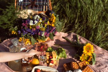 Brunette girl and summer sunny day
