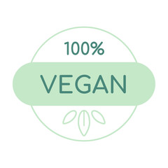 Label with the inscription vegan. Icon or badge with leaves. Logo template for eco-friendly products.