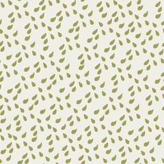 Green drops seamless pattern in doodle style