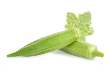 Fresh young okra isolated on white background