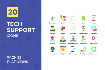 Tech support Flat Icons Collection. Set contains such Icons as telemarked. question, info, and more.