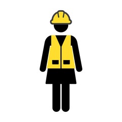 Employee icon vector female construction worker person profile avatar with hardhat helmet in glyph pictogram illustration