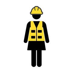 Survey worker icon vector female construction service person profile avatar with hardhat helmet in glyph pictogram illustration