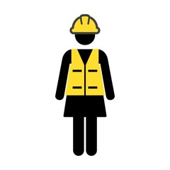Factory worker icon vector female construction service person profile avatar with hardhat helmet in glyph pictogram illustration