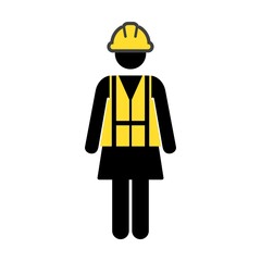 Manual worker icon vector female construction service person profile avatar with hardhat helmet in glyph pictogram illustration
