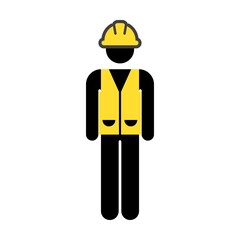Architect icon vector male construction worker person profile avatar with hardhat helmet in glyph pictogram illustration