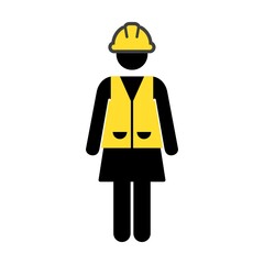 Architect icon vector female construction worker person profile avatar with hardhat helmet in glyph pictogram illustration